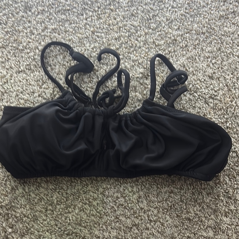 Black Ruched Bikini Top